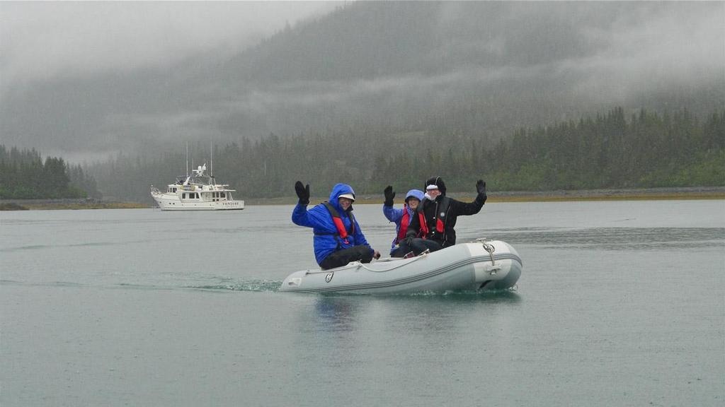 Isn't this fun?! Exploring Header Bay in a chilly rain. © Tony Fleming